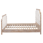 Кровать двуспальная светло-бежевая с основанием из массива дуба с мягким изголовьем Flax Beds варинант исполнения - 2 | Loft Concept в Тюмени