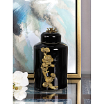 Банка с крышкой из фарфора с бронзовым цветочным элементом Eden Garden варинант исполнения - 4 | Loft Concept в Тюмени