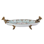 Блюдо овальное из голубого фарфора с ручками в виде бабочек и цветочным рисунком Blue Garden варинант исполнения - 1 | Loft Concept в Тюмени