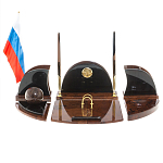 Настольный письменный набор с часами из природного камня обсидиана Oval Office варинант исполнения - 1 | Loft Concept в Тюмени