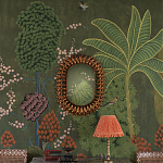 Обои ручная роспись Malwa Original colourway on Olive tobacco варинант исполнения - 1 | Loft Concept в Тюмени