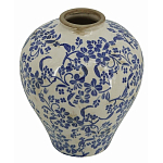 Ваза округлой формы с синим цветочным узором Blue & White Ornament  варинант исполнения - 1 | Loft Concept в Тюмени