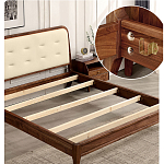 Кровать двуспальная с каркасом из дерева и мягким изголовьем Moon Walnut Bed варинант исполнения - 5 | Loft Concept в Тюмени
