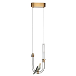 Подвесной светильник с декоративной фигуркой птицы на прозрачной изогнутой трубке Ganthea варинант исполнения - 2 | Loft Concept в Тюмени