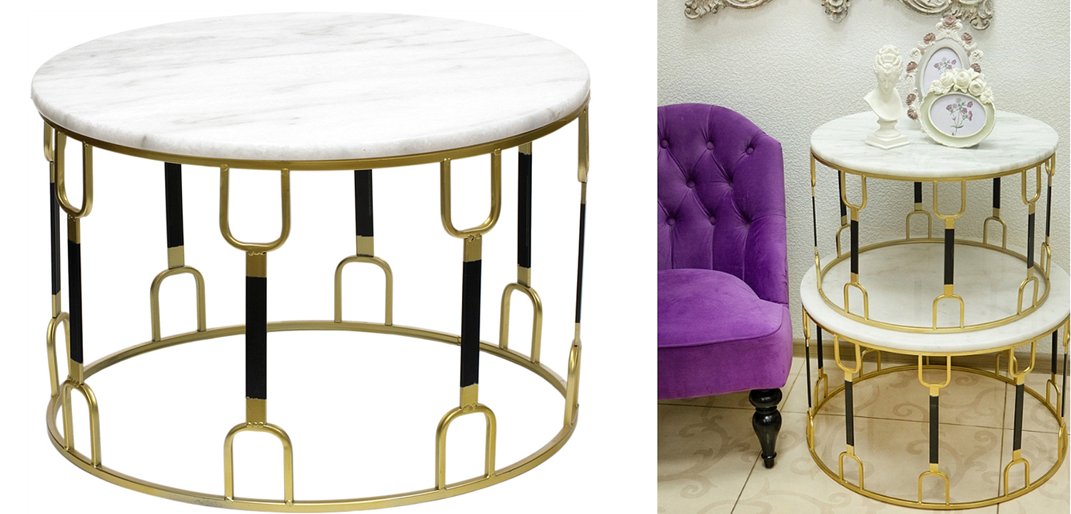 Приставной стол Dorius Side Table white marble Приставной стол Dorius Side Table white marble - Loft-Concept в Тюмени