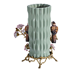 Ваза с птицами и цветами из фарфора с бронзовыми элементами Garden of Eden варинант исполнения - 2 | Loft Concept в Тюмени