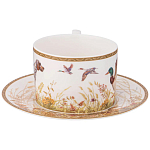 Чайная пара из фарфора с изображением собаки и уток 300 мл Hunting Porcelain Collection варинант исполнения - 2 | Loft Concept в Тюмени
