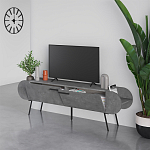 ТВ-тумба серая с 2-мя откидными дверцами и 2-мя открытыми полками CAPSULE TV STAND RETRO GREY варинант исполнения - 2 | Loft Concept в Тюмени