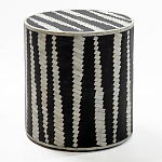 Приставной круглый столик с инкрустацией Black and White Geometry Stool варинант исполнения - 1 | Loft Concept в Тюмени