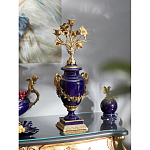 Подсвечник из темно-синего фарфора с бронзовыми элементами и цветами Eden Garden варинант исполнения - 2 | Loft Concept в Тюмени