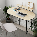 Стол письменный овальной формы с полкой LOUB WORKING TABLE BLACK OAK варинант исполнения - 5 | Loft Concept в Тюмени