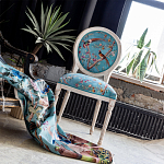 Стул из массива бука бирюзовый с изображением птиц и цветов Turquoise Beige Chinoiserie Peach Garden Chair варинант исполнения - 6 | Loft Concept в Тюмени