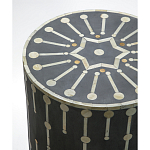 Приставной круглый столик с инкрустацией Mandika Bone Inlay Gray варинант исполнения - 1 | Loft Concept в Тюмени