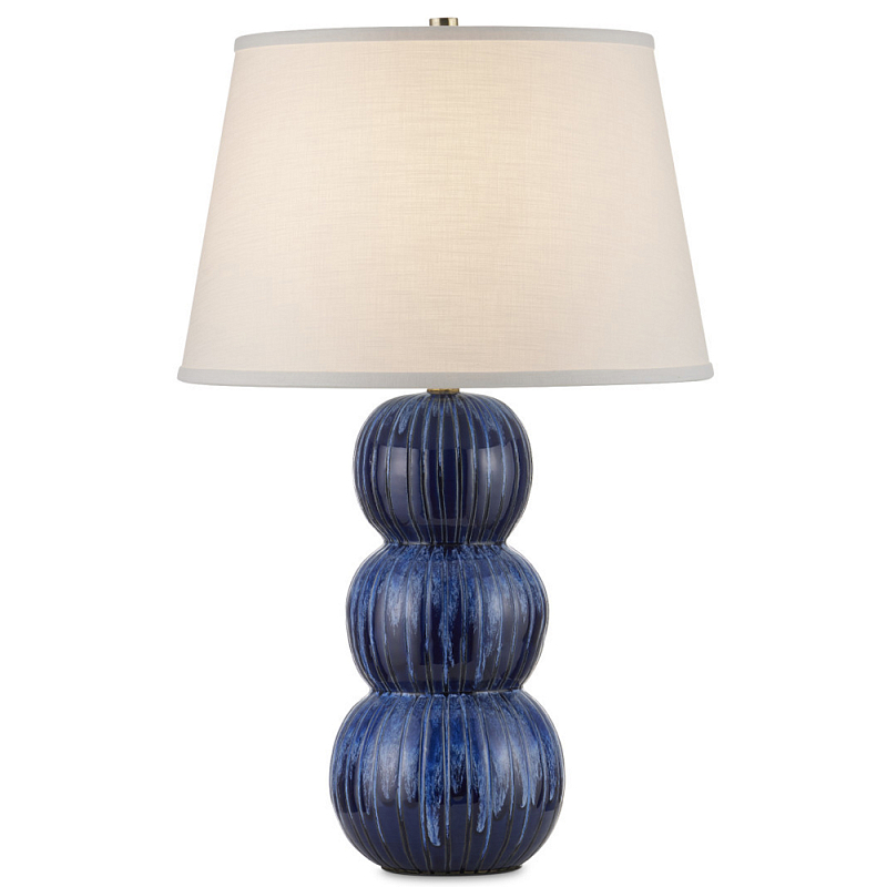 Настольная лампа с синим многослойным шарообразным корпусом Blue Glaze Синий Настольная лампа с синим многослойным шарообразным корпусом Blue Glaze Синий в Тюмени | Loft Concept