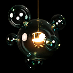 Подвесной светильник с прозрачными бирюзовыми стеклянными шарами и золотыми деталями Диаметр 46 Giopato & Coombes варинант исполнения - 4 | Loft Concept в Тюмени