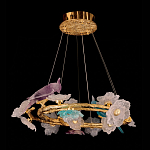 Люстра круглая на золотом каркасе с птичками и цветочным декором Miscellaneous herbs варинант исполнения - 5 | Loft Concept в Тюмени