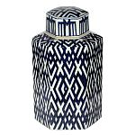 Ваза с крышкой и графическим узором в сине-белых цветах Blue & White Ornament  варинант исполнения - 2 | Loft Concept в Тюмени
