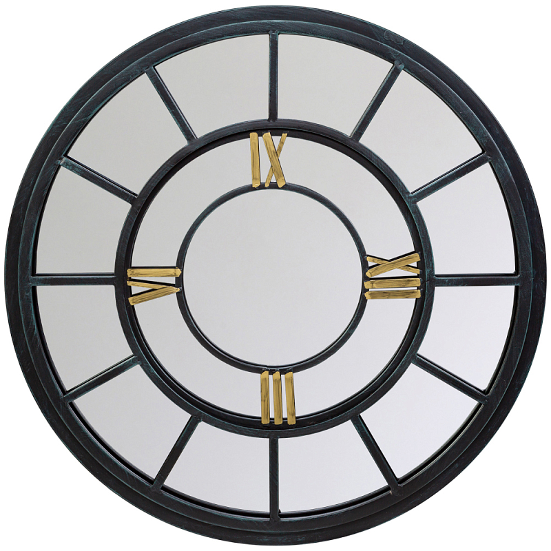 Зеркало настенное в чёрной металлической раме в виде часов Mirror Tower Clock Черный Зеркало Зеркало настенное в чёрной металлической раме в виде часов Mirror Tower Clock Черный Зеркало в Тюмени | Loft Concept
