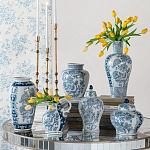 Ваза с крышкой и голубым цветочным рисунком на белом фоне Blue & White Ornament варинант исполнения - 7 | Loft Concept в Тюмени