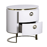 Тумбочка белая овальная с мраморной столешницей Thoroughbass варинант исполнения - 2 | Loft Concept в Тюмени