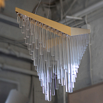 Люстра золотого цвета в форме галочки с каскадом длинных прозрачных трубок Eurofase варинант исполнения - 14 | Loft Concept в Тюмени