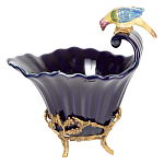 Чаша темно-синего цвета из фарфора с разноцветной птичкой Eden Garden porcelain and bronze варинант исполнения - 8 | Loft Concept в Тюмени