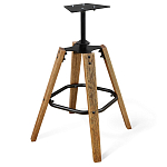 Барный стул со спинкой и металлической подставкой на 4-х деревянных ножках Коричневый Велюр Vendramin Chair варинант исполнения - 5 | Loft Concept в Тюмени