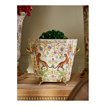 Кашпо с растительным и животным орнаментом на бронзовых ножках Turquoise Blooming Garden варинант исполнения - 4 | Loft Concept в Тюмени