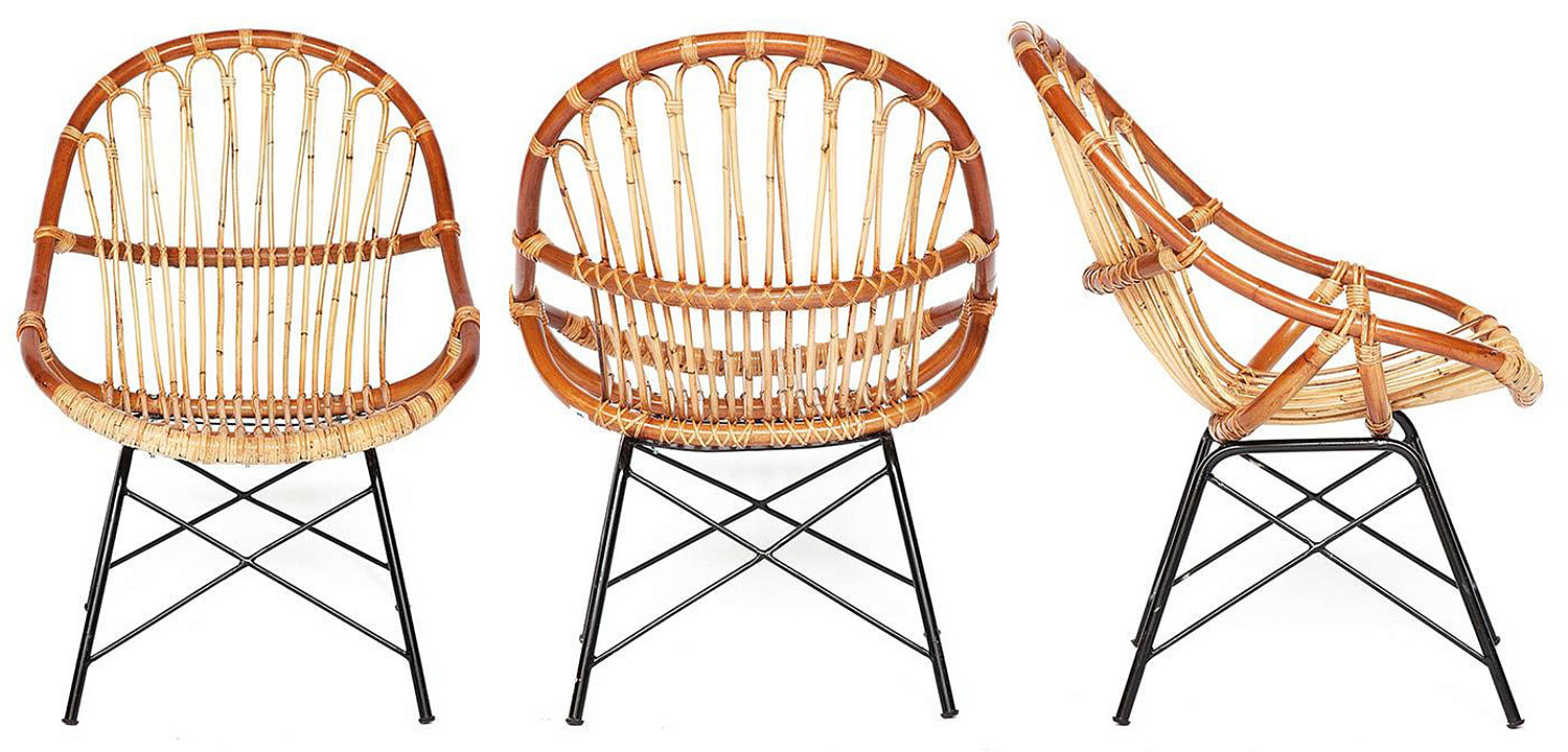 Кресло Rattan Wicker Chair Red Carcass Кресло Rattan Wicker Chair Red Carcass - Loft-Concept в Тюмени