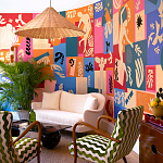 Обои ручная роспись в стиле Арт-деко Jazz Original colourway on painted silk with embroidery варинант исполнения - 1 | Loft Concept в Тюмени