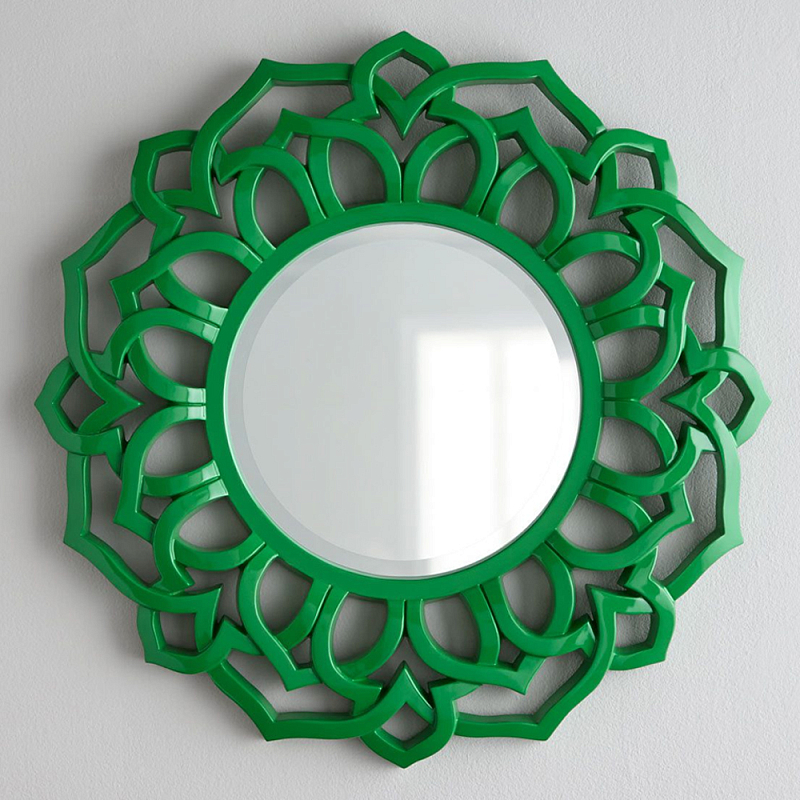 Зеркало круглое в ажурной зеленой раме Green Floral Pattern Зеленый Зеркало круглое в ажурной зеленой раме Green Floral Pattern Зеленый в Тюмени | Loft Concept