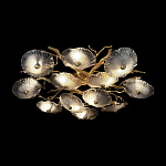 Потолочная люстра круглая ветвистыми бронзовыми элементами и стеклянными рифлеными дисками Textured Glass Chandelier варинант исполнения - 4 | Loft Concept в Тюмени