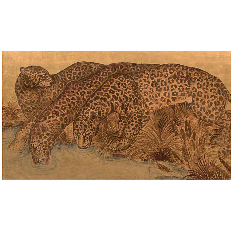 Картина с изображением Леопардов Leopards by stream Коричневый в Тюмени | Loft Concept 