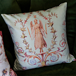 Декоративная подушка светло-зеленая с растительным орнаментом Raffael Angel Green Cushion варинант исполнения - 3 | Loft Concept в Тюмени