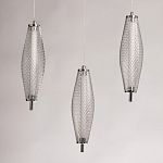 Люстра круглая каскадня с 5-ю плафонами из металлической сетки Mesh Lampshade Lighting варинант исполнения - 6 | Loft Concept в Тюмени