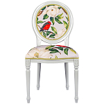 Стул светло-серый из натурального бука с изображением птиц и цветов Blooming Birds Red  варинант исполнения - 1 | Loft Concept в Тюмени