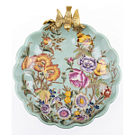 Блюдо из голубого фарфора с бронзовой птичкой Blue Garden варинант исполнения - 2 | Loft Concept в Тюмени