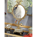 Зеркало с бронзовой подставкой в виде дерева и фарфоровыми птичками на голубом основании Eden Garden варинант исполнения - 4 | Loft Concept в Тюмени