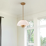 Подвесной светильник золотого цвета с полусферическим опаловым плафоном и декоративным элементом Elstead Lighting варинант исполнения - 7 | Loft Concept в Тюмени