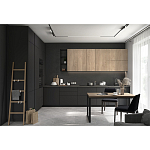 Черный матовый кухонный гарнитур с фасадом под дерево Renart Kitchen Set варинант исполнения - 3 | Loft Concept в Тюмени