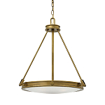 Люстра подвесная цвета латунь с плоским круглым матовым стеклянным плафоном на цепи Hinkley варинант исполнения - 1 | Loft Concept в Тюмени