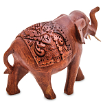 Статуэтка из дерева суар в виде слона в традиционном облачении Elephant in blanket варинант исполнения - 2 | Loft Concept в Тюмени