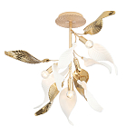 Люстра потолочная с белыми матовыми и золотыми глянцевыми листьями Wintery flovers варинант исполнения - 2 | Loft Concept в Тюмени