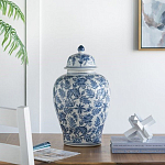Ваза с крышкой и бело-синим цветочным узором Blue & White Ornament  варинант исполнения - 8 | Loft Concept в Тюмени