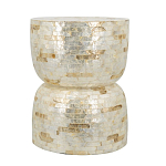 Приставной столик с мозаичным рисунком из раковин устриц Bone Inlay варинант исполнения - 2 | Loft Concept в Тюмени