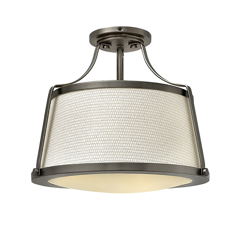 Потолочный светильник со светлым текстильным абажуром Hinkley Латунь Белый Никель в Тюмени | Loft Concept 