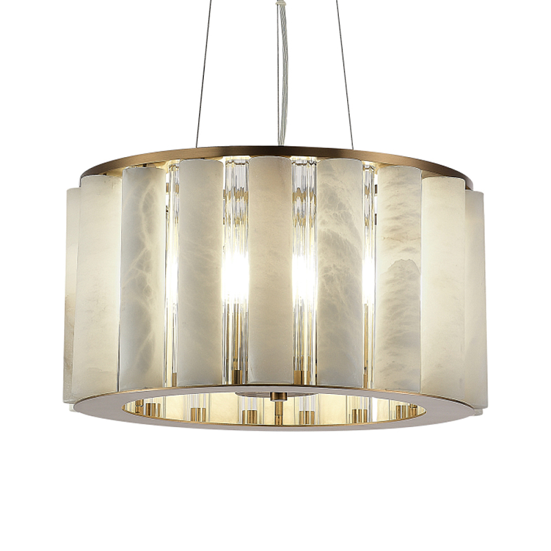 Люстра с абажуром из стекла и премиального алебастра Ravishment Прозрачный Белый Бронза в Тюмени | Loft Concept 