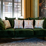 Декоративная подушка светло-зеленая с растительным орнаментом Raffael Floral Green Cushion варинант исполнения - 2 | Loft Concept в Тюмени