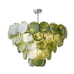 Люстра из зеленых стеклянных дисков с перламутровым эффектом Green Glowing Glaze варинант исполнения - 1 | Loft Concept в Тюмени