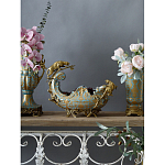 Чаша голубого цвета с оранментом и и бронзовыми фигурами леопардов Eden Garden варинант исполнения - 5 | Loft Concept в Тюмени